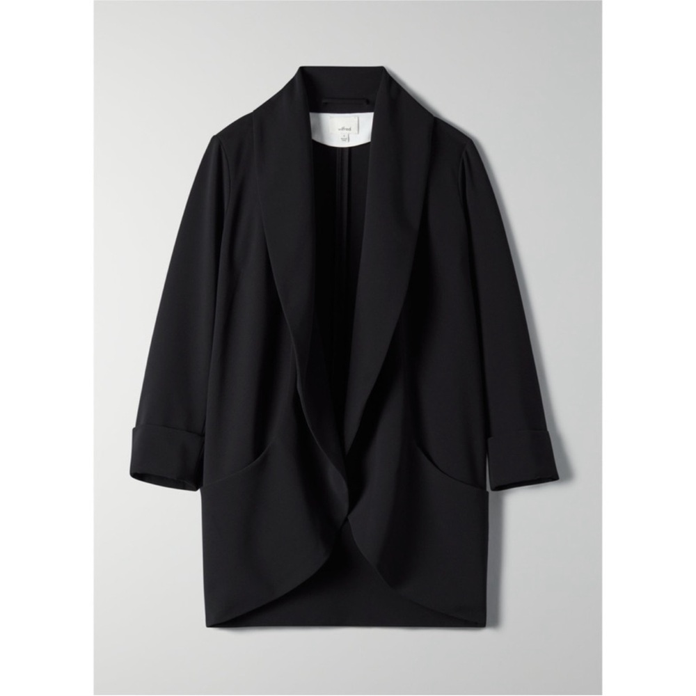 Aritzia Black Shawl Collar Crepe Chevalier Blazer 2